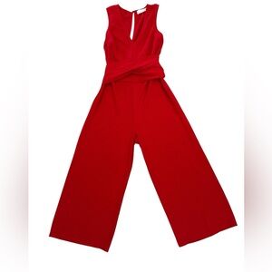 ASTR - Anthro Cherry Red Wide-Leg Jumpsuit - Tie Waist